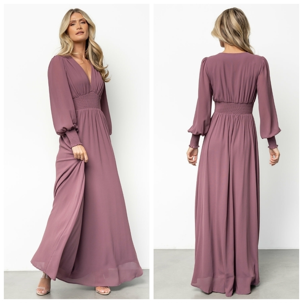 Baltic Born Olivia Vintage Plum Long Sleeve Maxi Dress